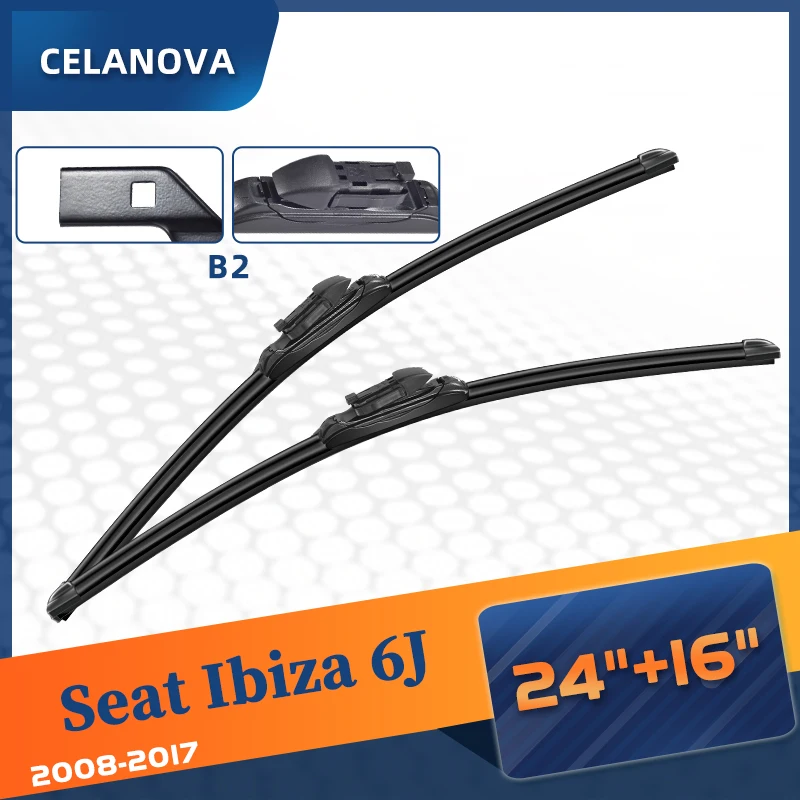 Spazzola Tergicristallo Per Seat Ibiza 6J 2008-2017 Tergicristalli In Gomma Senza Telaio 24 "+ 16"
