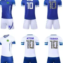Высокое качество Азиатский размер мужчины дети капитан Tsubasa хороший футбол Джерси, белые синие шорты футбольные комплекты, Оливер и Бенджи атома Майо
