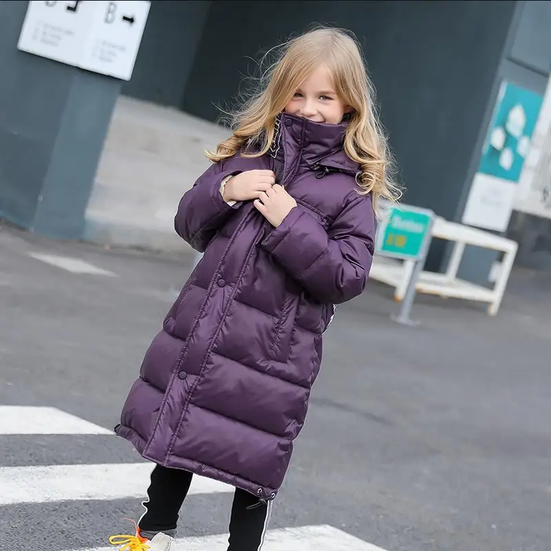 

2019 Winter New Children Thicker Warm Down Jacket Casual Hooded Long Outerwear Modis Kids Down Jacket For Cold Weather Y1966