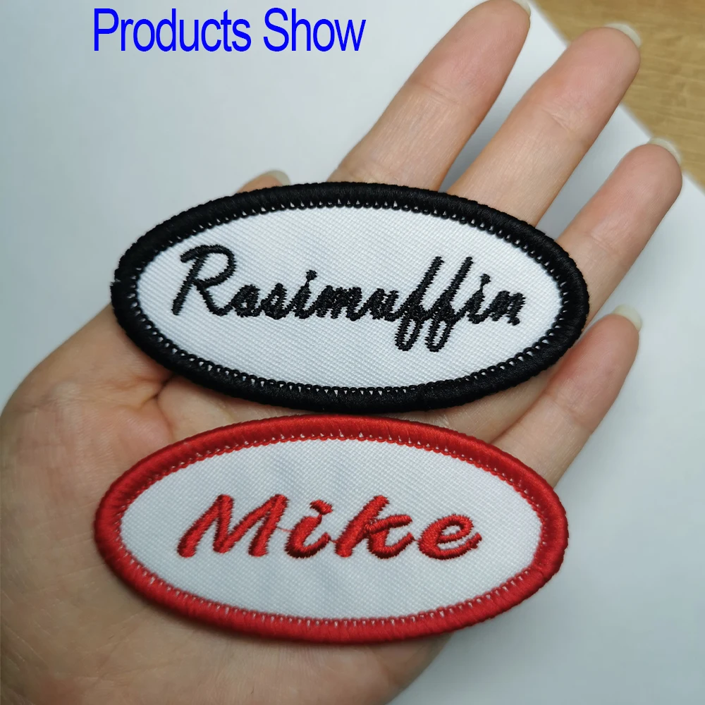 Embroidered oval Name patch 3.5" x 1.5" Personalize it! 