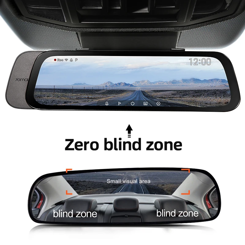 70mai Rearview Dash Cam Update version S500 9.35'' Touch Screen Car DVR 3K  Super Capacitor Dual-Channel HDR Voice Control 24H P - AliExpress
