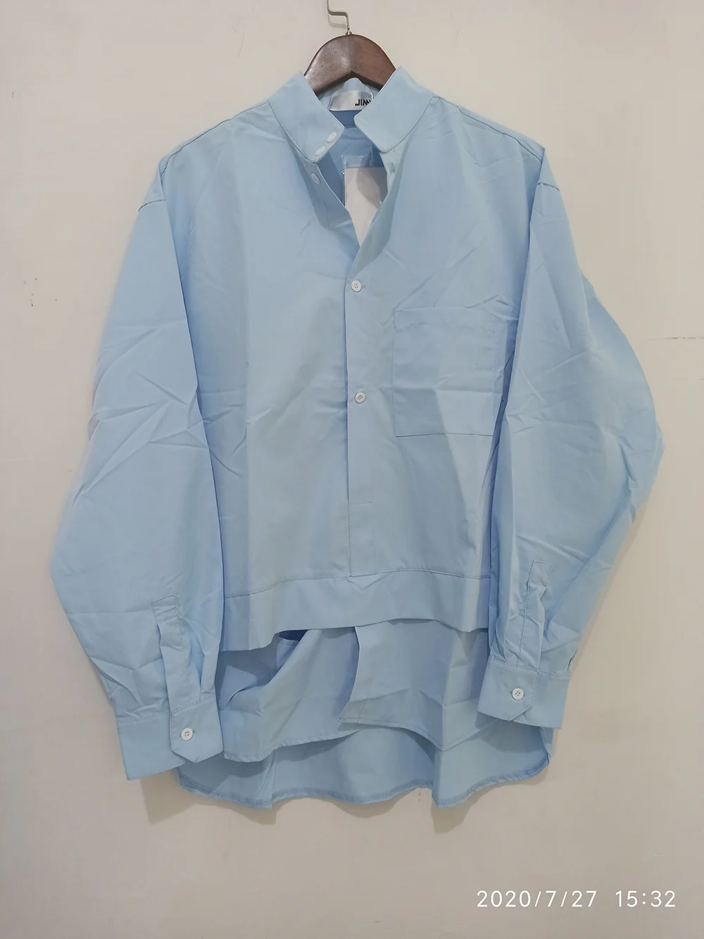 Long sleeve shirt Men long sleeve shirts tide design pullover shirt for male false two pieces folded tops loose autumn