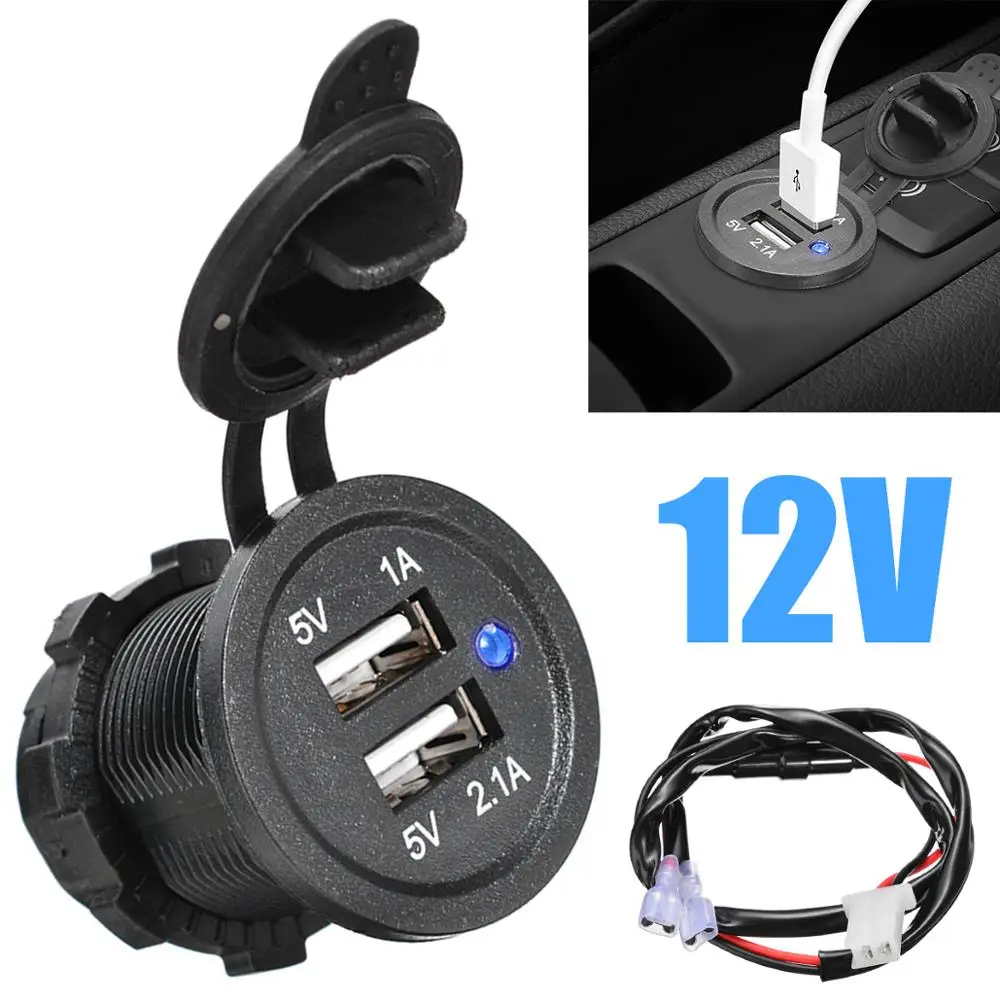 

12V Dual USB Car Cigarette Lighter Socket Splitter Charger Adapter Power Plug 2 Port USB Car Charger output light Power Adaptor
