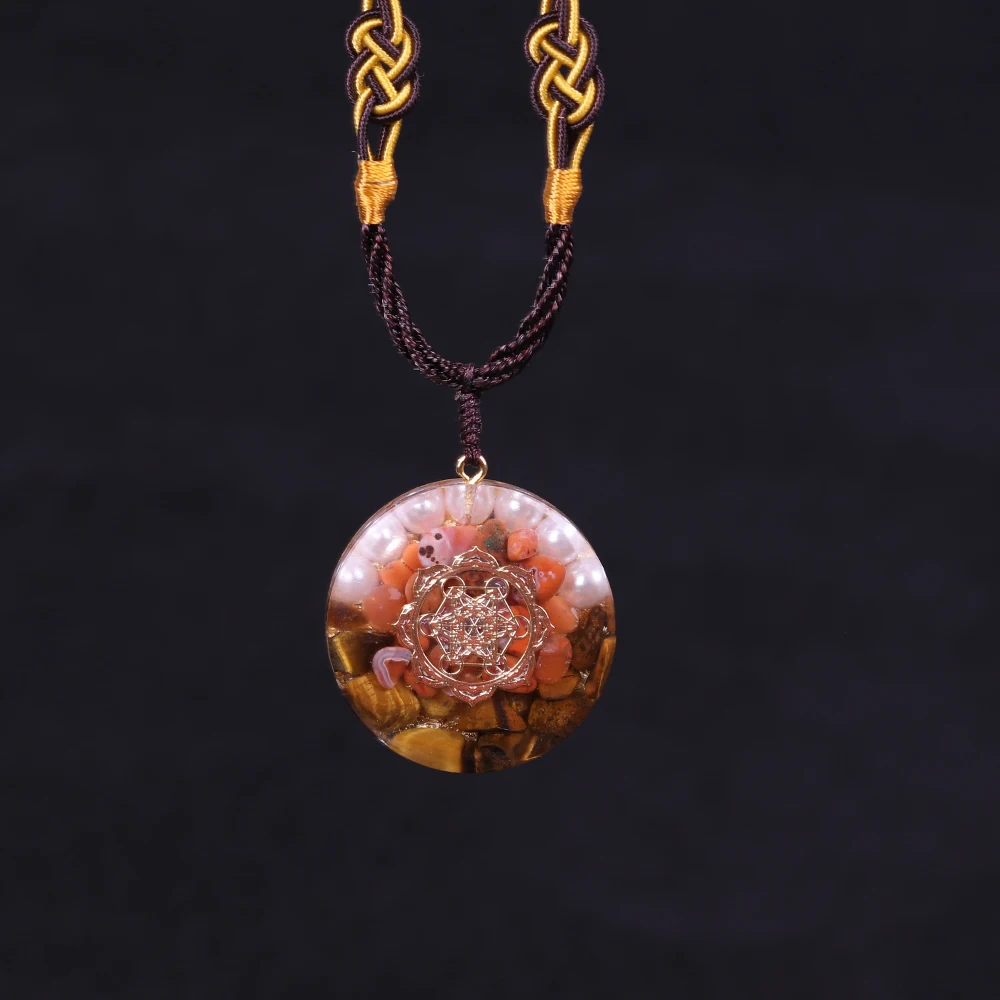 Ожерелье с кристаллами Lotus Orgone, энергетический преобразователь, камень, меняющий магнитное поле жизни, ожерелье из смолы