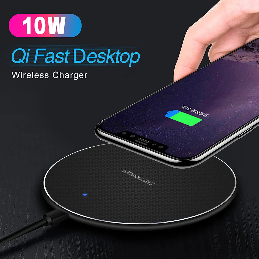 

New 10w Qi Wireless Fast Charger Charging Pad Dock For Iphone Samsung Android Cell Phone Hot