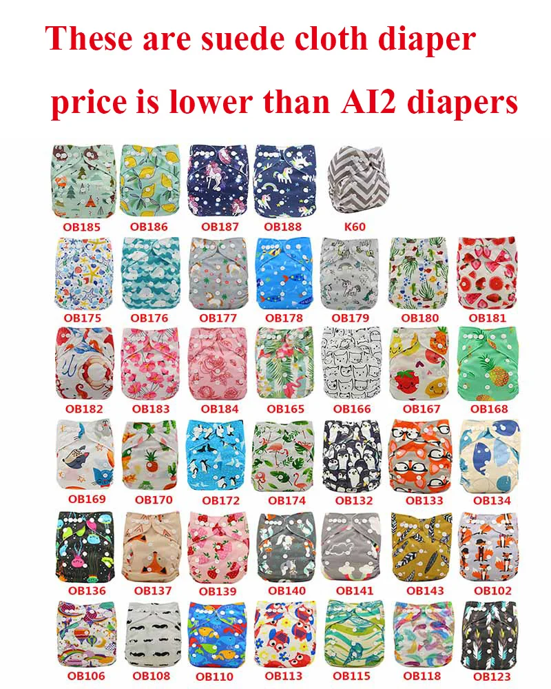 OhBabyKa Washable Baby Cloth Diaper Bamboo Charcoal Reusable All-in-two Pocket Diaper Adjustable+6p