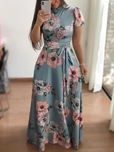 Vestido de fiesta de manga corta informal de estilo bohemio con estampado Floral Maxi de verano de 2019 para mujer(China)