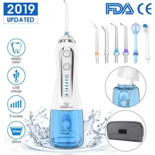 300 мл портативный ирригатор для полости рта USB Перезаряжаемый стоматологический водный Флоссер 5 режимов ирригатор стоматологический очиститель зубов+ 5 струйных наконечников и мешков