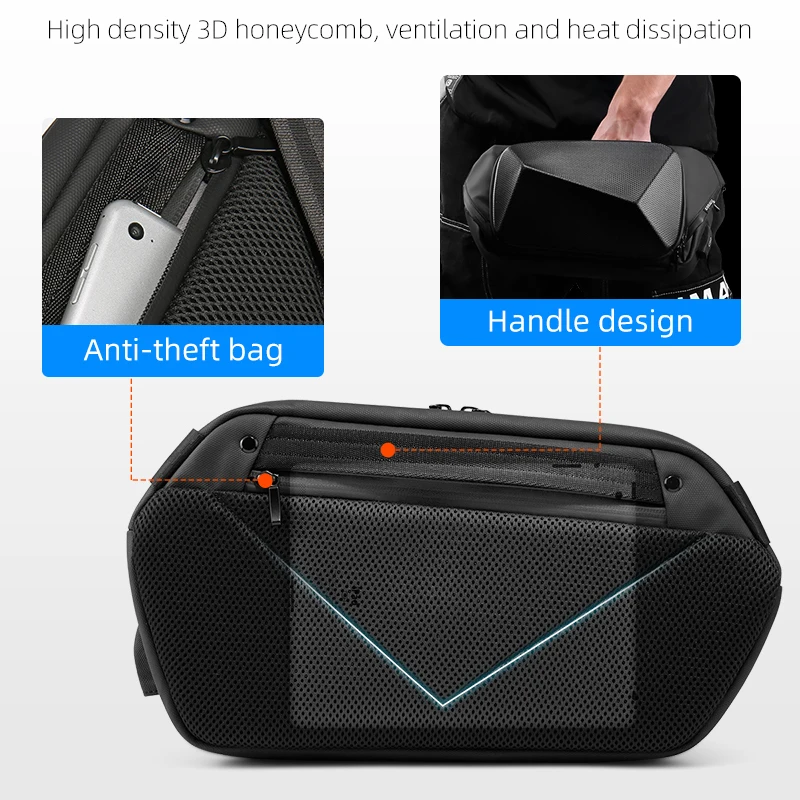 Fenruien Multifunction Crossbody Bags USB Charging Shoulder Bags for Men Anti-Theft Waterproof Short Trip Chest Bag 2021 New images - 6