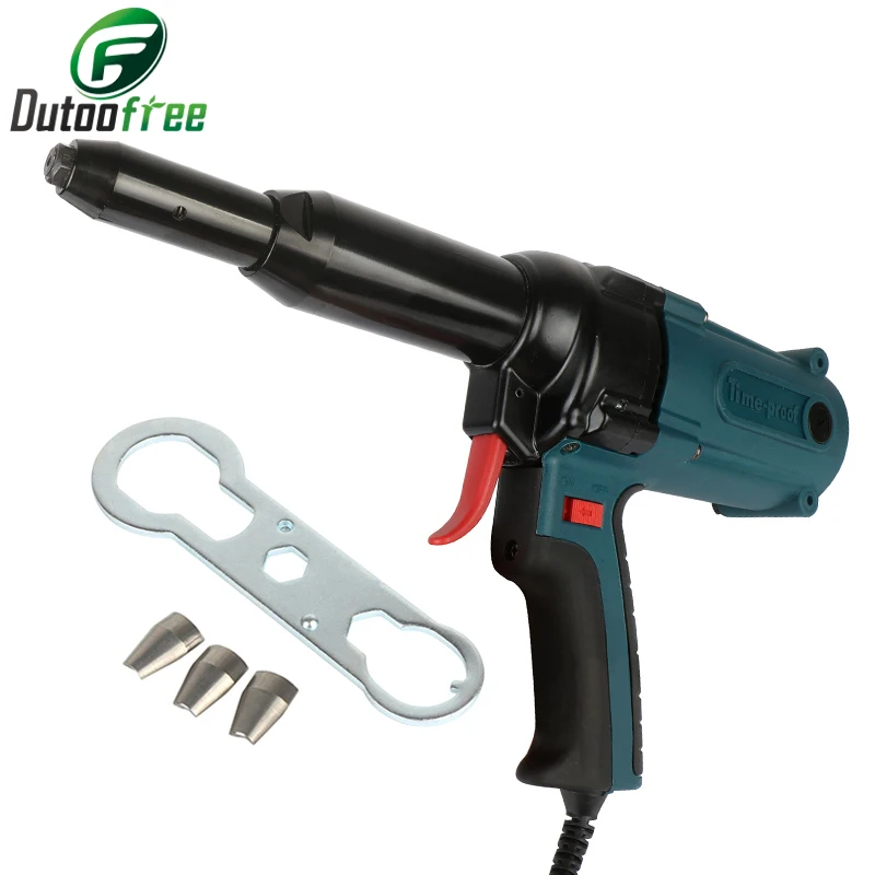 Electric Rivet Gun Riveting Tool For 3.2-5.0mm Nail Gun Heavy Duty Electric Blind Rivet Gun Riveting Tool Power Tool 220V/400W 220v electric nail gun straight staple gun stapler for furniture frame electric tacker power tools 5 10 15 20 25 30mm nails