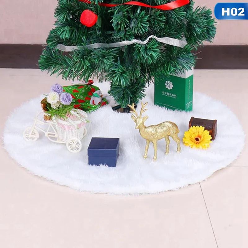 78/90/122 см Плюшевые коврик под рождественскую елку искусственный мех белый снег рождественская юбка для елки рождественские для праздников и вечеринок украшения - Цвет: 90cm