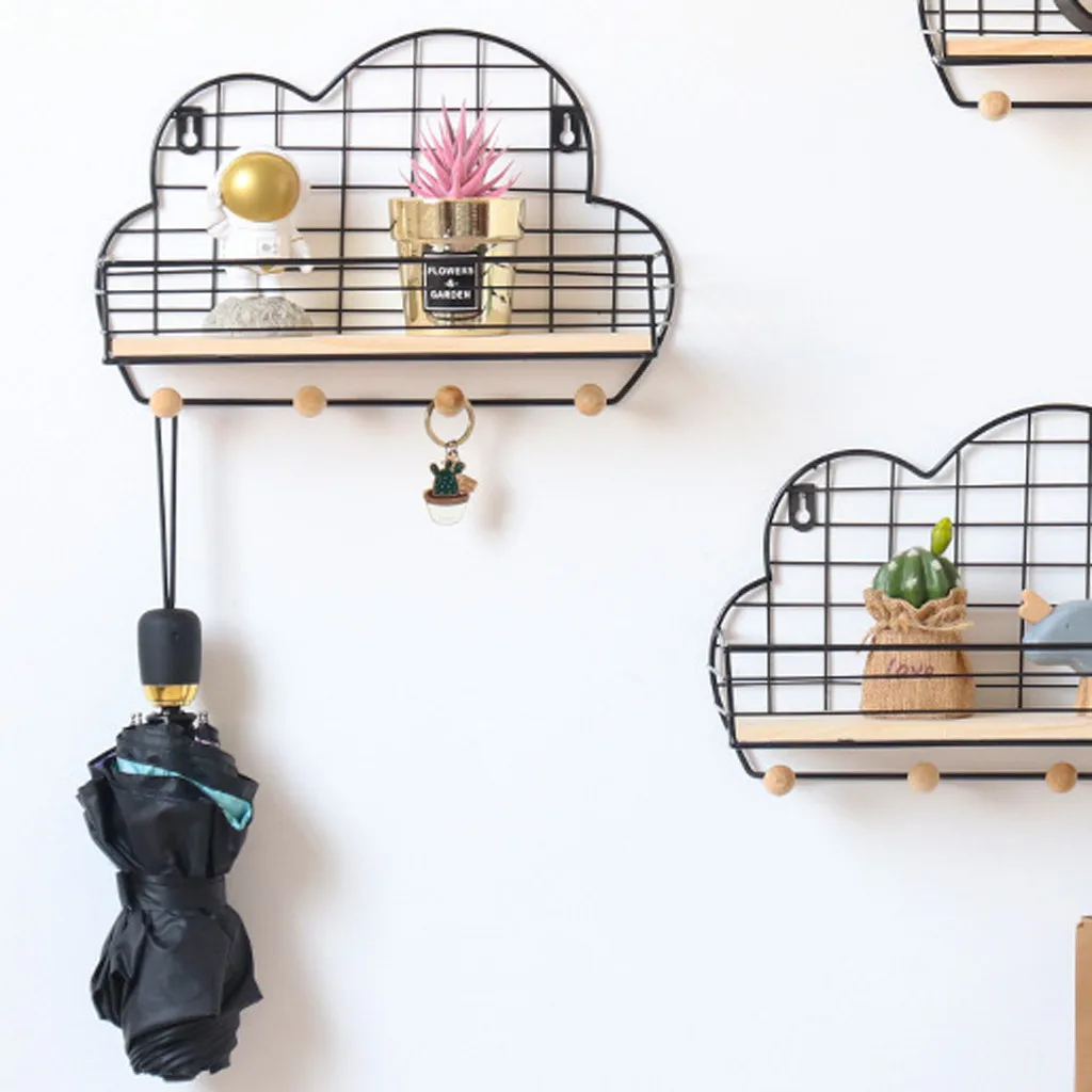 Home storage kitchen organizer для кухни органайзер Cloud Shaped Wall Mounted Display Storage Shelf Organization Rack Home#30