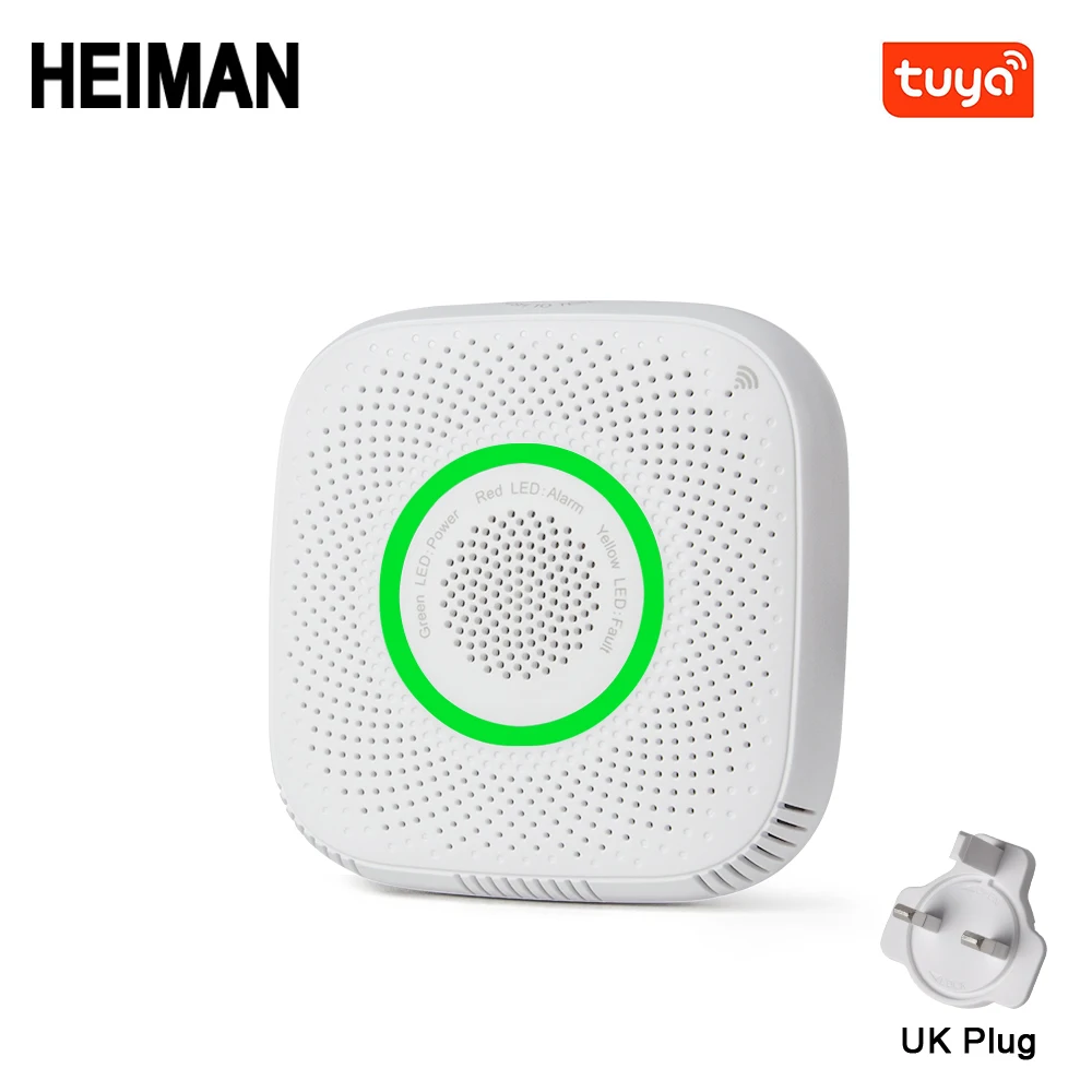 Tuya WiFi датчик утечки газа LPG сигнализация детектор пожарной безопасности приложение контроль безопасности умный дом датчик утечки - Цвет: UK PLUG