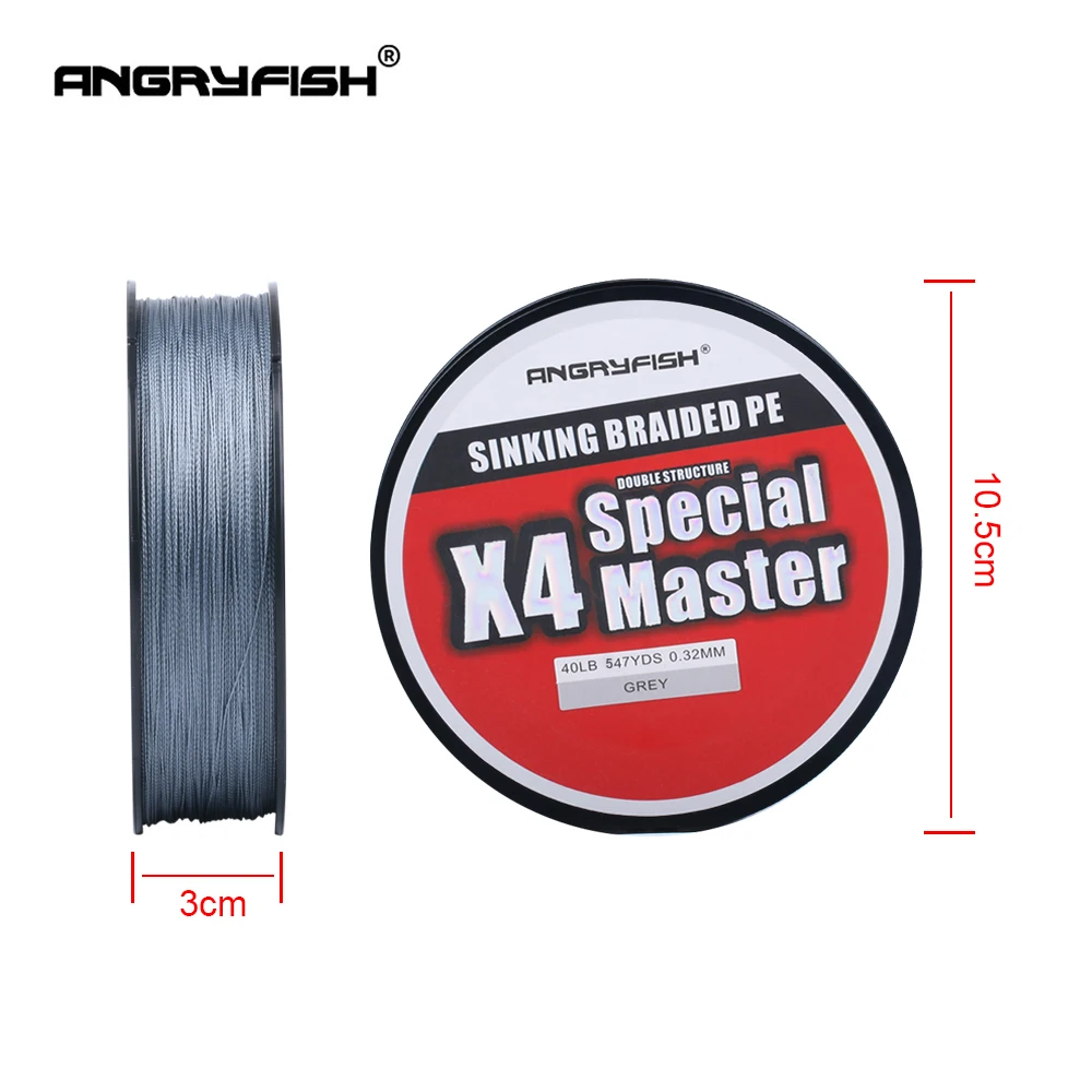 Angryfish X4 500M Master Series 4+1 Fast Sinking Braided Line Double Structre Smooth Strong tension Braided PE 12-80LB 3