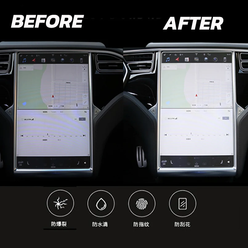 Car Interior Decal HD Clear Tempered Glass Car Central Control Navigation Screen Protector For Tesla Model Accessories Screen