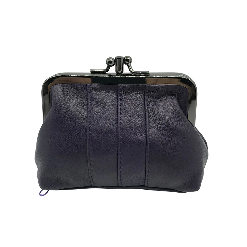purple 0540 NICOLE& CO, кошелек для монет из натуральной кожи, кошелек из овечьей кожи для девочек, кошелек на металлической застежке, держатель для карт, кошелек на молнии, маленькая сумка, Новинка - Цвет: purple 0540