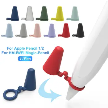 

11Pcs/Set Tablet Touch Stylus Pen Protective Cover Case Anti-slip Silicone Stylus Pen Nibs Protective Cover Pencil Accessory