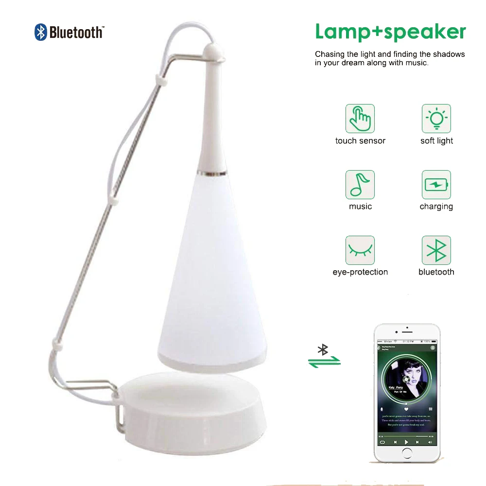 White Bluetooth Type Беспроводная зарядка музыка дампы Стол Bluetooth аудио женский домашний креативный Романтический прикроватный ночник для спальни ночники - Цвет корпуса: White Bluetooth Type
