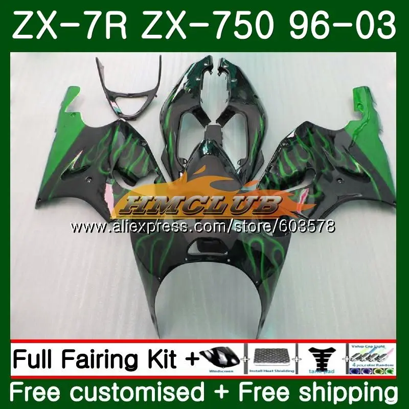 Средства ухода за кожей для KAWASAKI NINJA ZX7R ZX750 ZX 7R 00 01 02 03 Зеленый пламя 26CL. 133 ZX 7 R ZX 750 ZX-7R 1996 2000 2001 2002 2003 обтекатели
