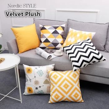 

55X55cm high quality velvet plush Throw Pillow Geometric pattern Cushion Super Luxury living room decorative sofa cushion
