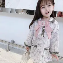 Платье для маленьких девочек платья принцессы для маленьких девочек элегантное платье с длинными рукавами и бантом с бриллиантами для девочек от 2 до 7 лет