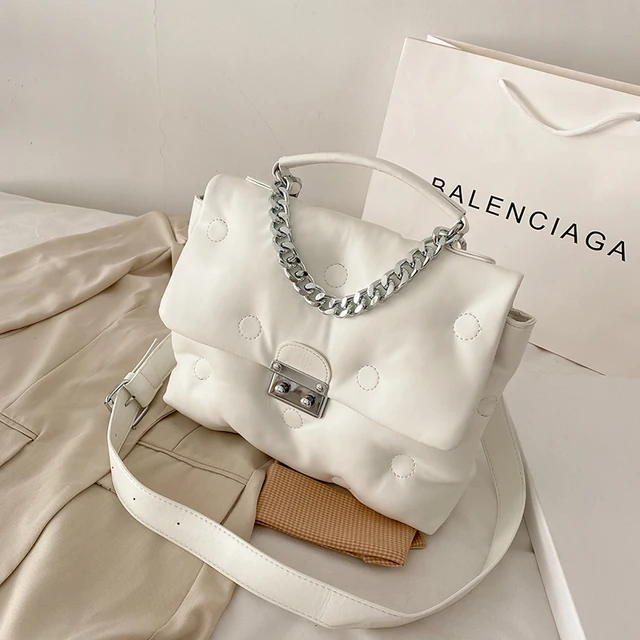 с доставкой 2021Winter Retro Women's Shoulder padded quilted Bag luxury designer handbag Shopper Bags Space Pad Cotton Female white