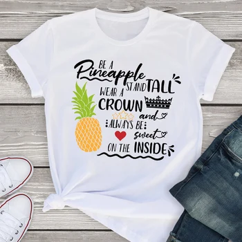 

Women Graphic Short Sleeve Pineapple Love Fruit 90s Beach Summer Lady Womens Clothing Tops T-Shirt Shirt Tees Female T Shirt