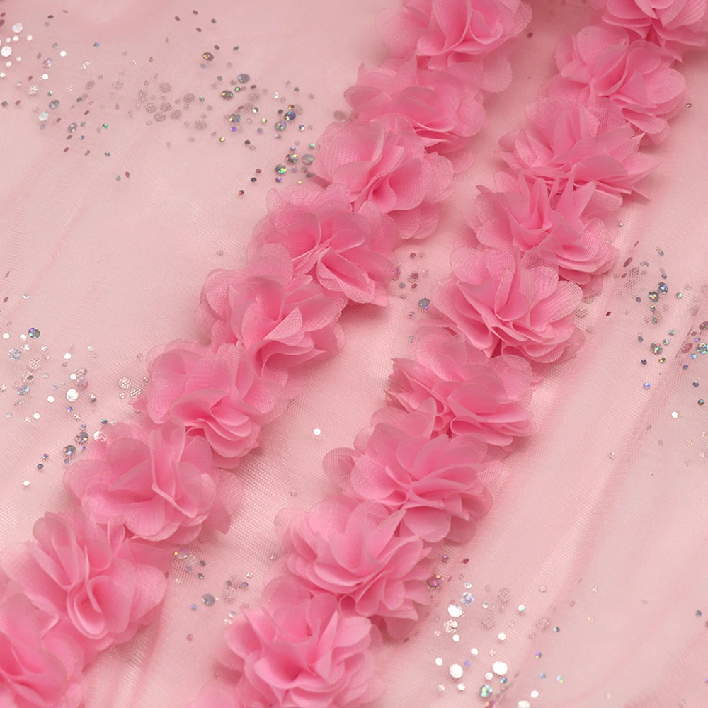 3D Chiffon Cluster Flowers Lace Dress Decoration Lace Fabric Applique Trimming Sewing Supplies 26pcs 5CM H737,lace fabric,chiffon fabric,lace garment accessories,lace sewing supplies,chiffon lace fabric,lace decoration,lace accessories,lace sewing accessories,clothing accessories