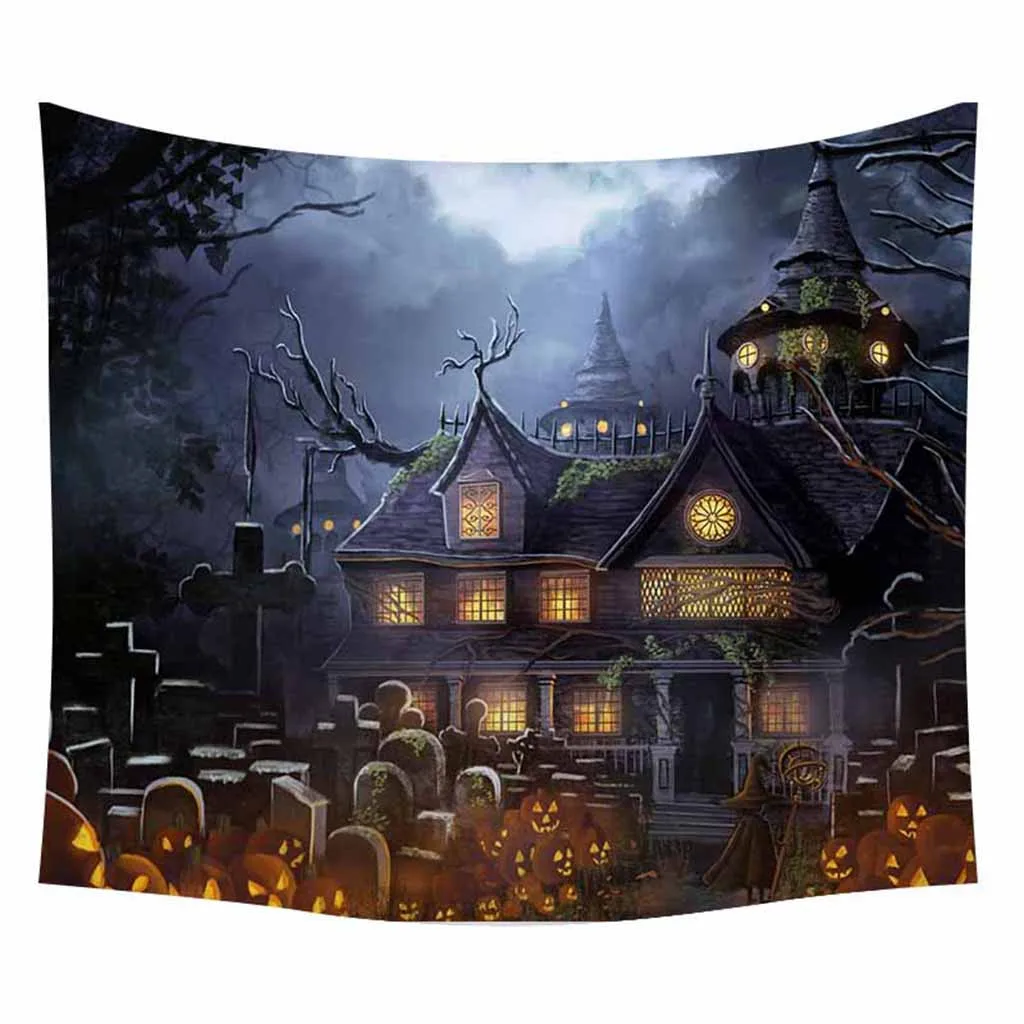 G Halloween Tapestry Pumpkins Tree Print Tapestry Wall Hanging Tapestry Psychedelic Hippie Tapestry Art Home Decor dropshipping814 - Цвет: G