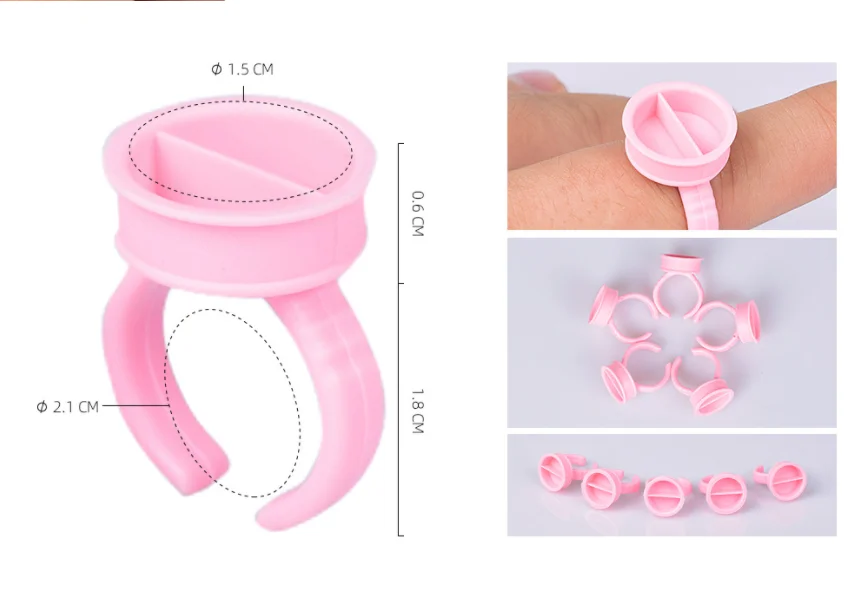 100Pcs Disposable Caps Microblading Pink Ring Tattoo Ink Cup For Women Men Tattoo Needle Supplies Accessorie Makeup Tattoo Tools