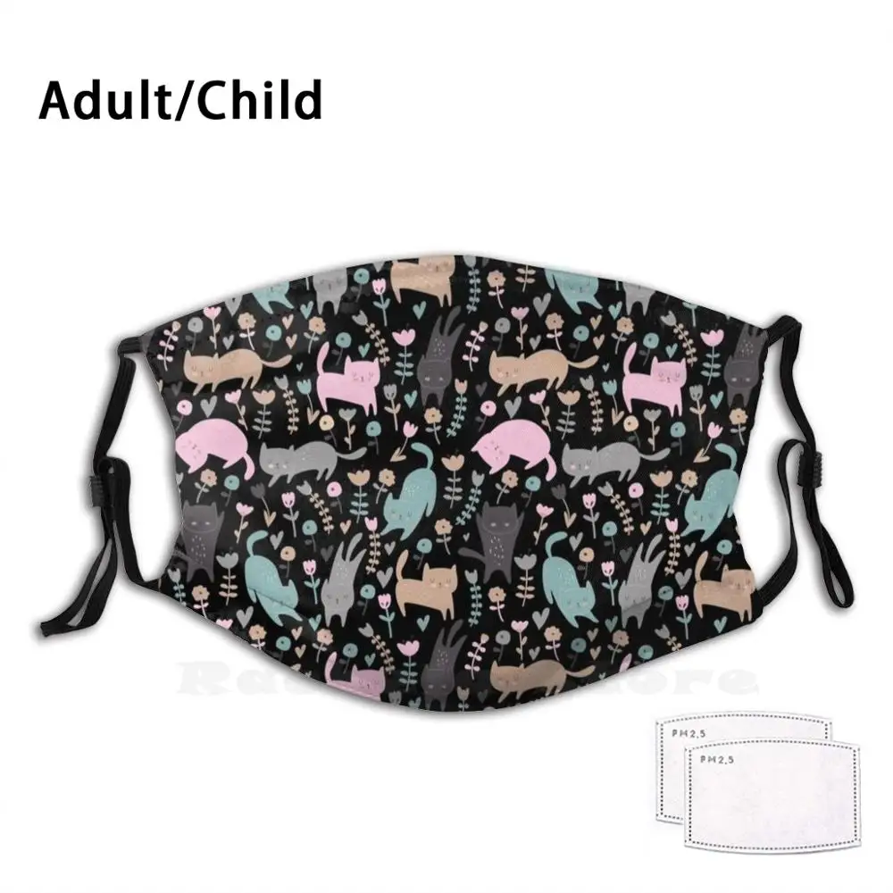 

Cat Pattern | Kitty Kitten Pet Feline Gift Print Washable Filter Anti Dust Mouth Mask Kitten Cats Cat Cat Friend Cat Lover Pet