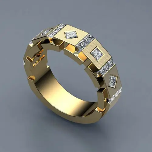 Новая мода, золотые и серебряные цвета, классические мужские кольца в стиле панк, хип-хоп, мужские кольца на палец для мужчин, wo men, Size7-12 - Цвет основного камня: gold