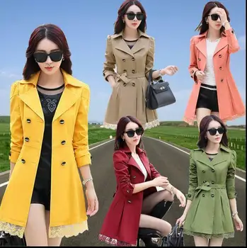 

Women's Winter Warm Lapel Double Breasted Belt Slim Mid Long Coat New Korean Version Of Thin Long-sleeve