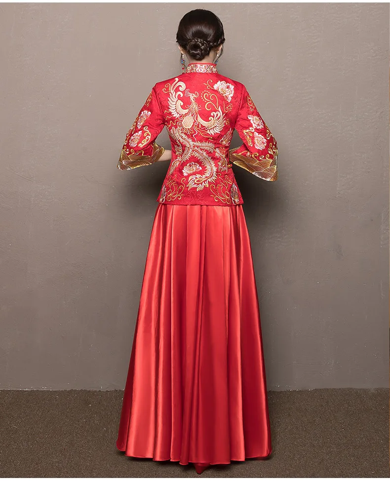 Современный Cheongsam красный Qipao длинное традиционное китайское свадебное платье восточные платья Китай магазин одежды