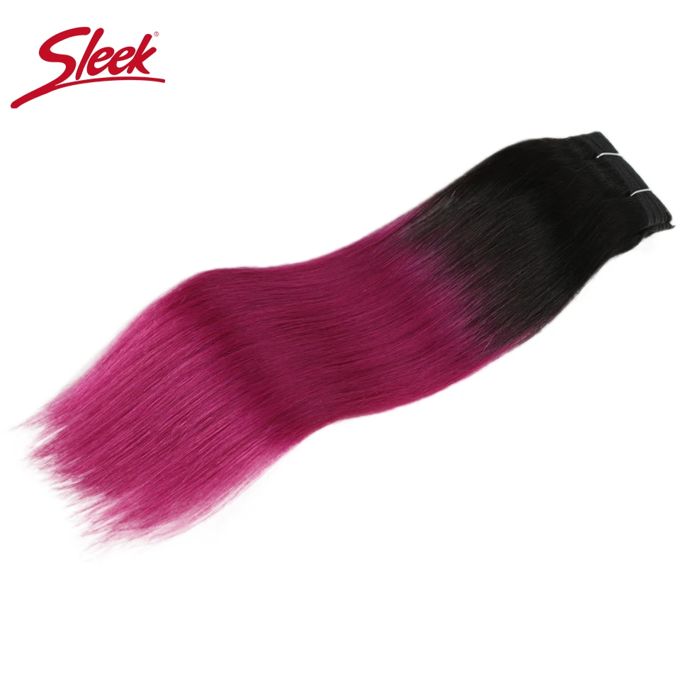 Sleek Double Drawn Remy Peruvian Straight Human Hair Ombre Color 1B/Pink and 1B Purple Blue Blonde 613 Bundles Hair Extension