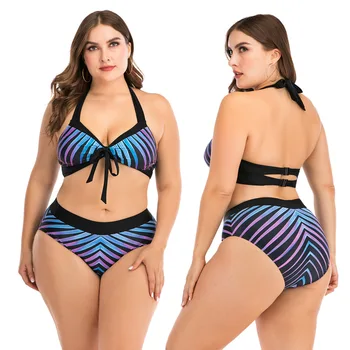 

Swimwear Women Swimsuit Fused Suit For Surfing Sexy Bathing Push Up Plus Size Bikini Fat Woman Cup Striped Polyester Sierra