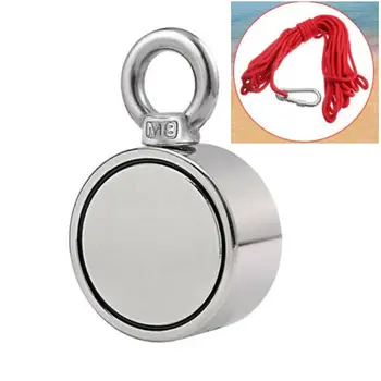 

200/300/500Kg NdFeB Magnets Steel Double Single Side Neodymium Metal Magnet Detector Fishing + 10M Rope