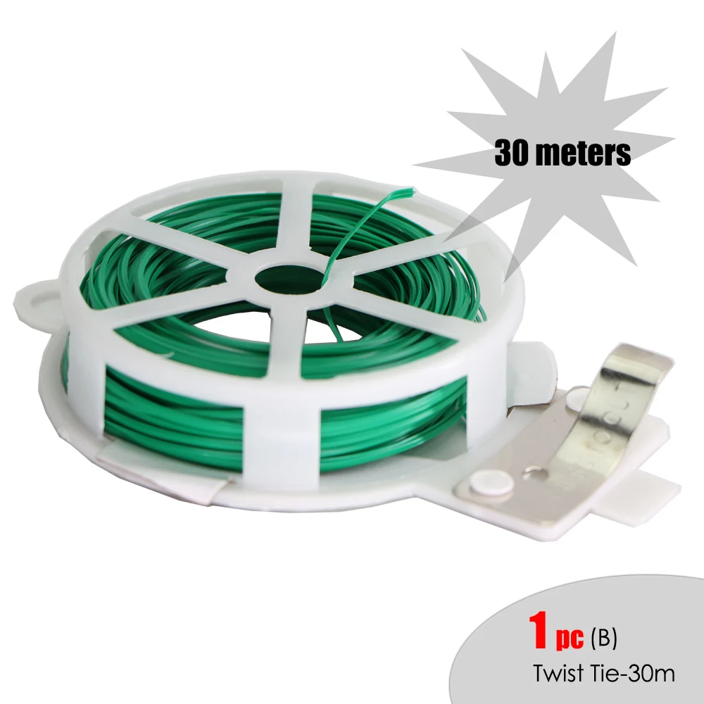 MUCIAKIE 1PC Garden Twist Tie Reusable Green Coated String With Cutter Sturdy Plant Twist Tie Gardening Vegetable Grafting Fixer