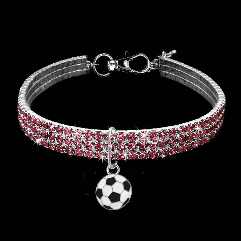 B Pink Ошейник для домашних животных Сердце Любовь Pet Neckace Pet собака кошка кулон Блестящий яркий в форме сердца ФУТБОЛ ожерелье с котенком подарок - Окраска металла: B Pink