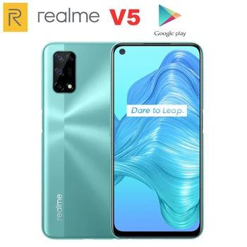 Перейти на Алиэкспресс и купить 2020 Оригинал Realme V5 6GB 128GB Dimensity 720 Смартфон 5G 6,5 дюймов полный дисплей 5000mAh 48MP Quad камеры 30W быстрое зарядное устройство