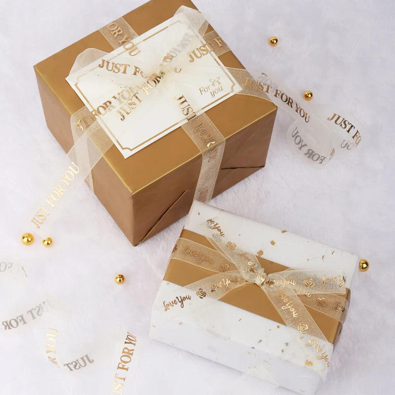 Ribbon Decoration 2-5 yard Happy Birthday Ribbons Lover Wedding Event Party Valentine's Day Baking Bouquet Bowknot Card Gifts Box Packaging Decor