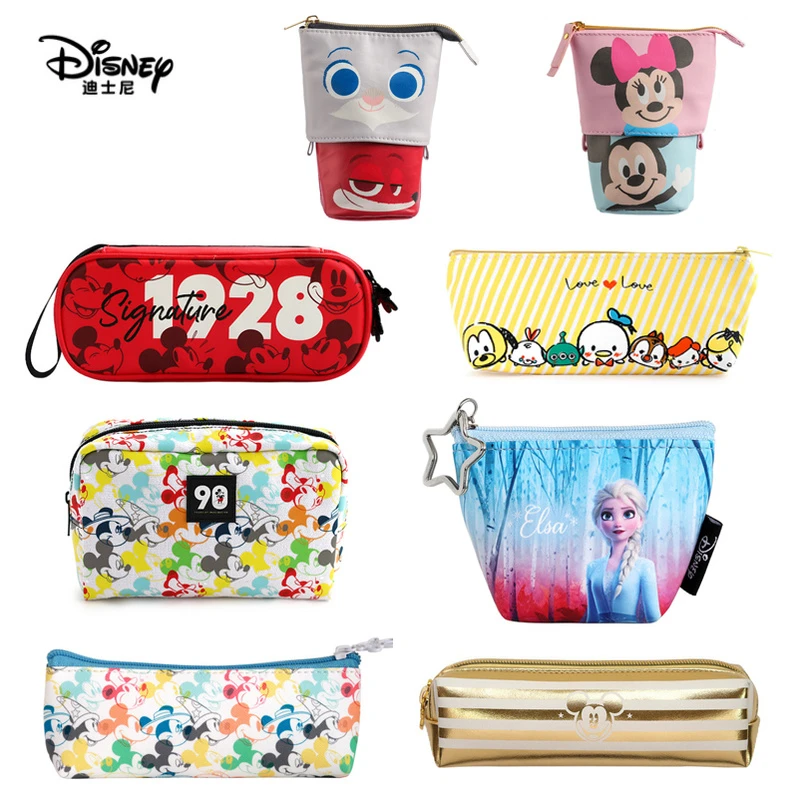 Disney estuche de lápices de Mickey, caja de papelería creativa de dibujos animados estuche de lápices de gran capacidad con cremallera|Estuches - AliExpress