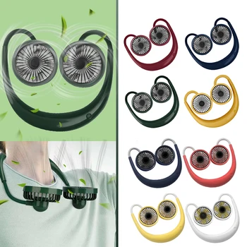

New Colorful Summer Mini USB Rechargeable Fan Portable Neck Sport Fan Neckband Desk Hand Air Fan Conditioner For Room Dropship