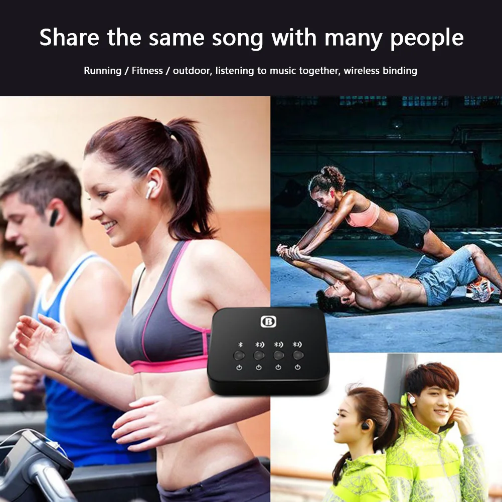 BW107 Portable Bluetooth 4 0 Audio Transmitter Splitter for PC Headphone TV Hi Fi Wireless Music Receiver Sharing Adapter