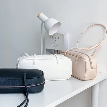 

2020 New Middle Women Shoulder Bag PU Leather Soft Korean Style Designer Female Handbags Ladies Zipper Pillow Bag Whole Sale