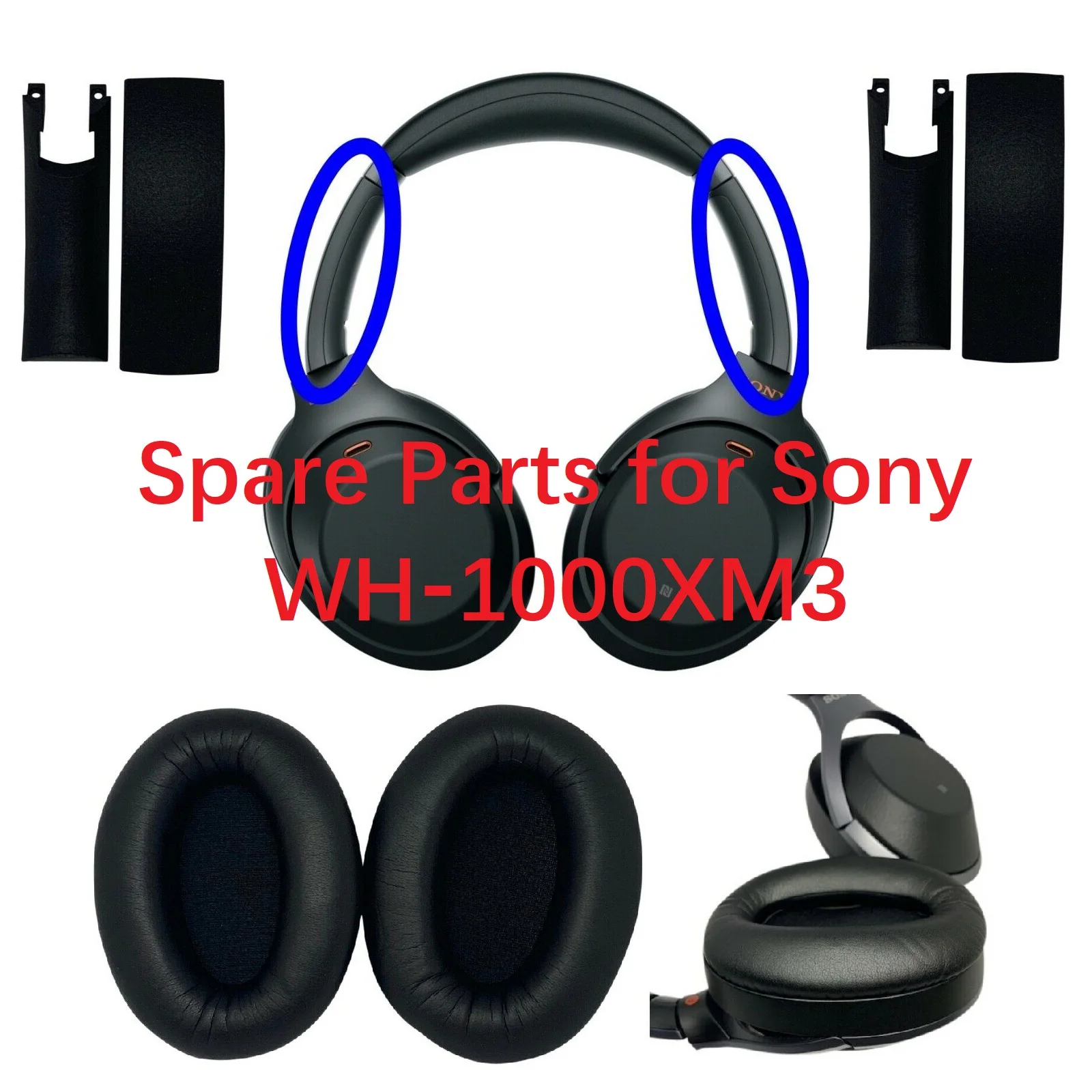 Replacement Side Cover Slider Earpads Cushion Repair Part KIT for Sony WH1000XM3 WH1000XM3