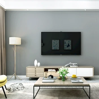 

Modern minimalist plain matte non-woven wallpaper Nordic Ins style solid color dark gray bedroom living room wall paper