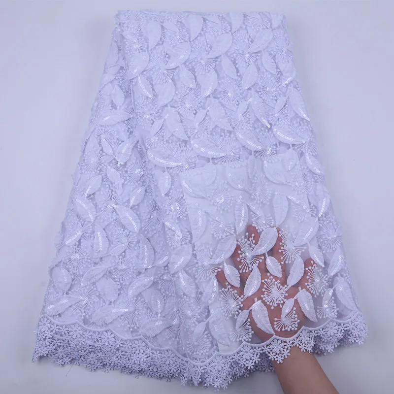 

Pure White Milk Silk Lace African tulle Lace Fabric High Quality Sequins Nigerian Lace Fabric for Wedding Dress Party