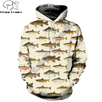 

PLstar Cosmos New Vintage Fashion Mens hoodies 3D Printed North American Fishes Sweatshirt Harajuku streetwear sudadera hombre