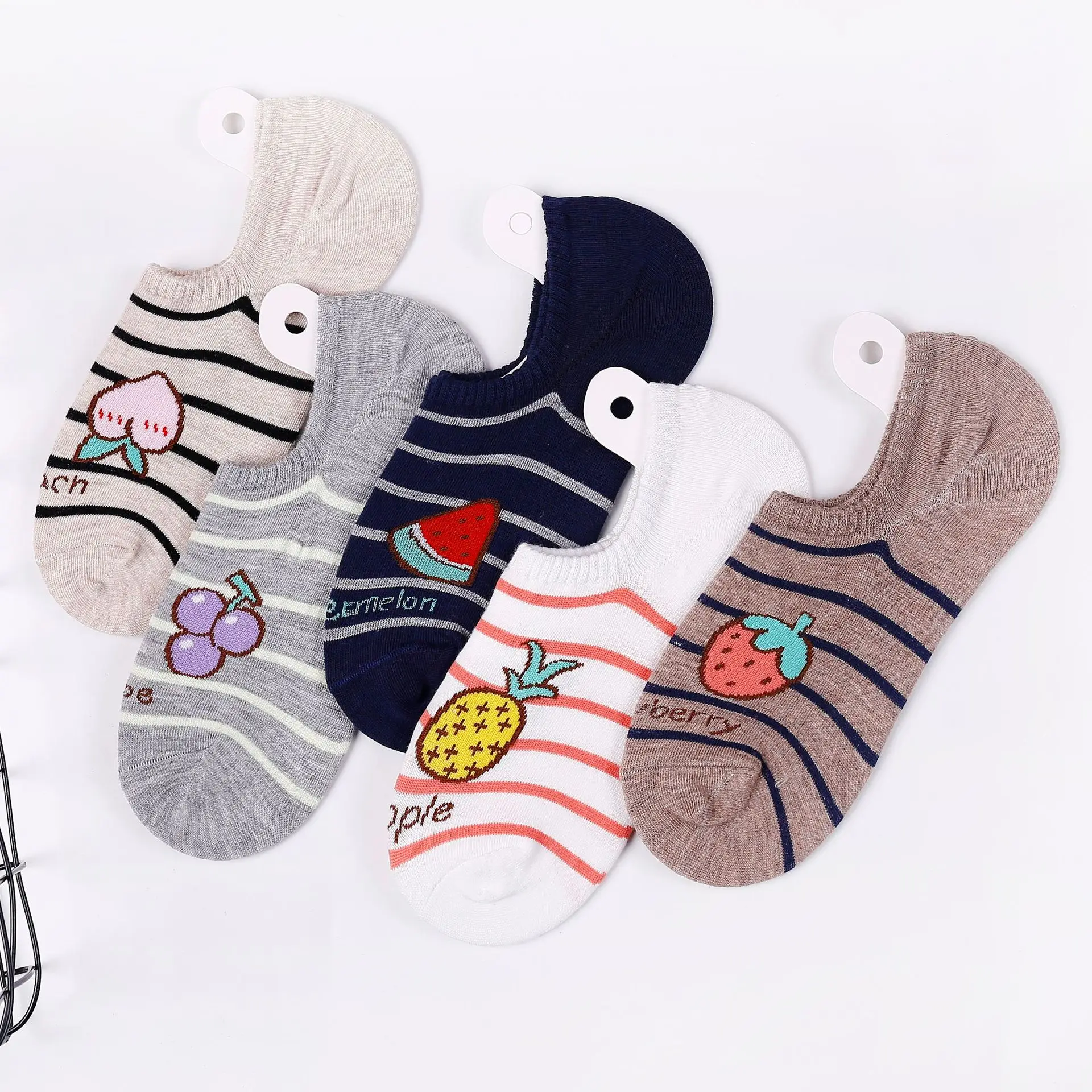 

Fast Shipping 2020 5 Pairs Slipper Invisible Striped Women's Short Socks Cotton No Show Socks For Women